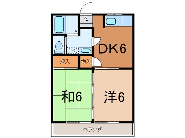 豊饒 徒歩2分 3階の物件間取画像